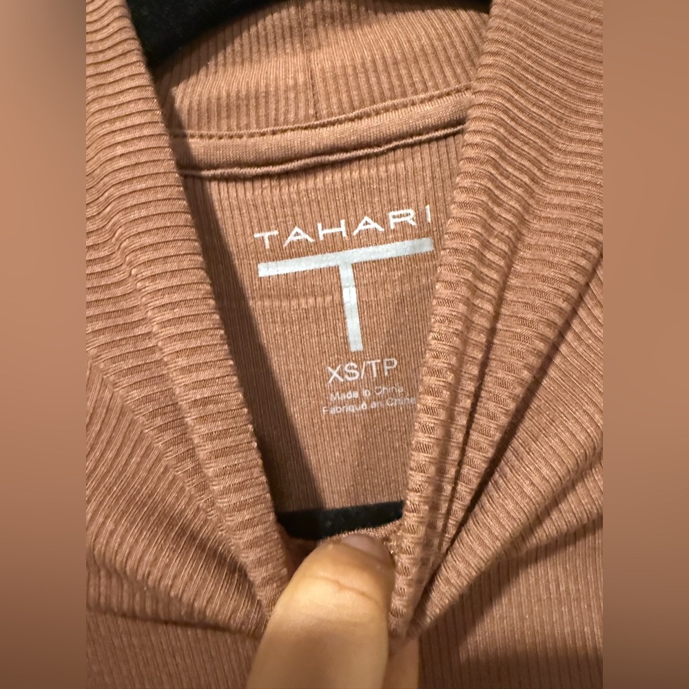 Tamari Women's Tan mock neck  Long Sleeve Top - Picture 4 of 4